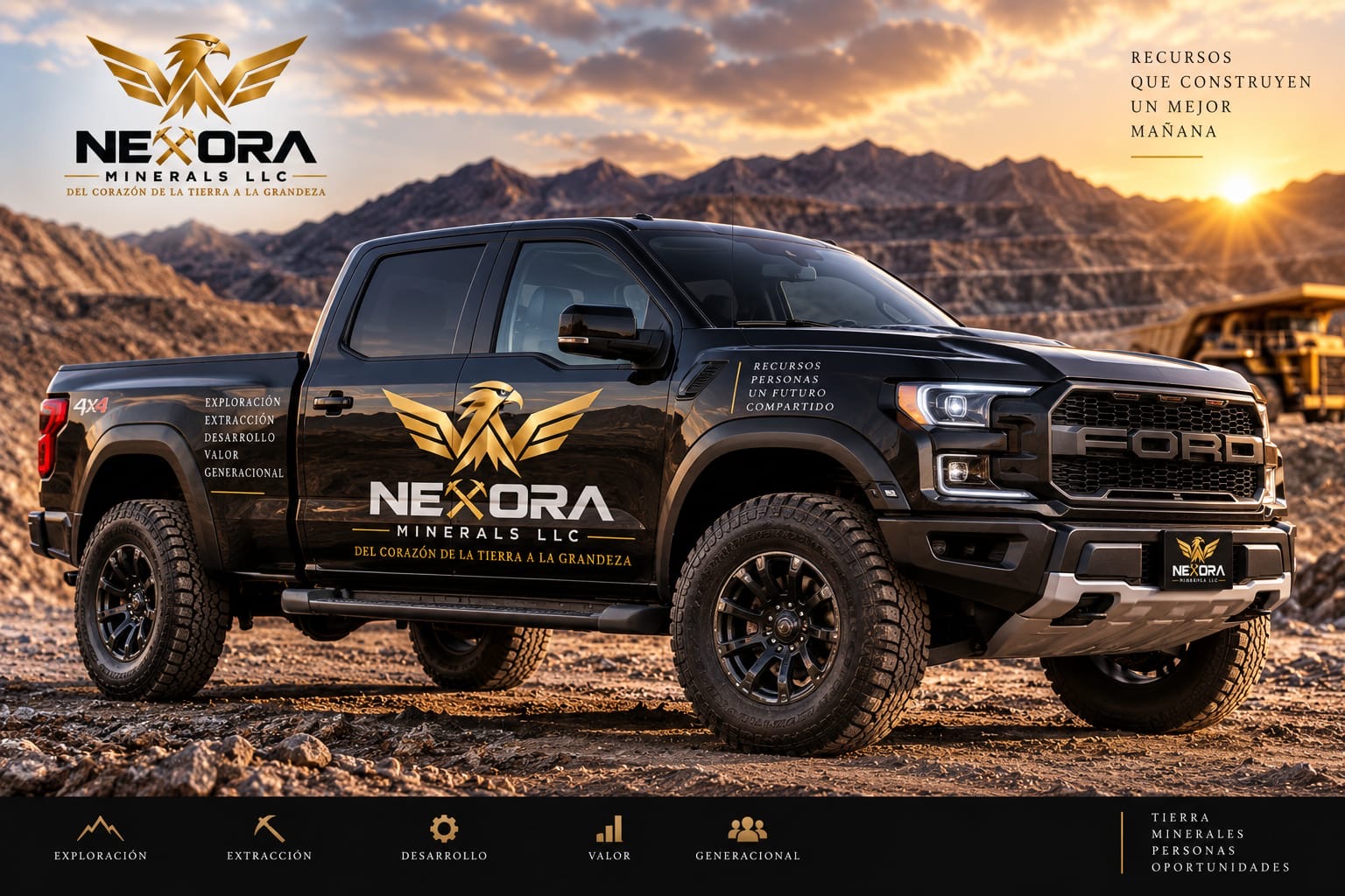 Imagen conceptual: Diseño de identidad NEXORA sobre una camioneta